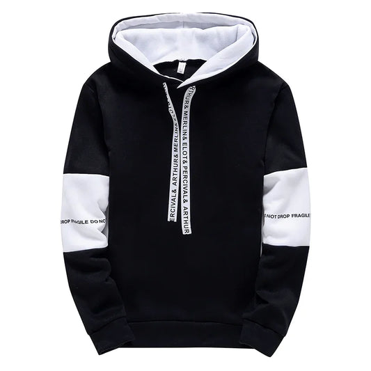 Men’s Casual Letter Print Hoodie – Long Sleeve Hip Hop Pullover Sweatshirt for Spring Sports & Streetwear  Description