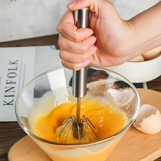 Stainless Steel Egg Beater – Semi-Automatic Hand Mixer for Baking & Cooking