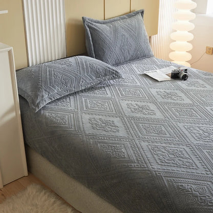 Warm Milk Velvet Bed Sheet | Thick Comfort Mattress Cover | Single, Queen & King | Elastic Band Fitted Protector