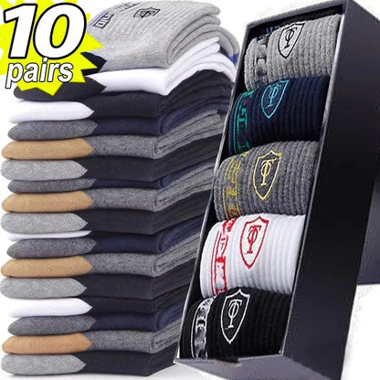 10 Pairs Breathable Cotton Sports Socks for Men – Bamboo Fiber Deodorant Business & Casual Socks