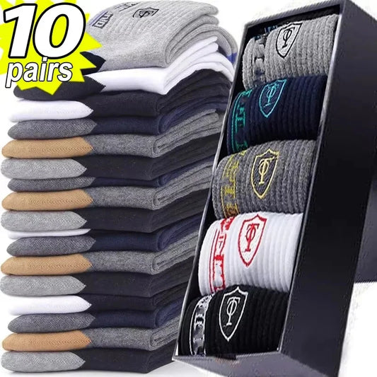 10 Pairs Breathable Cotton Sports Socks for Men – Bamboo Fiber Deodorant Business & Casual Socks