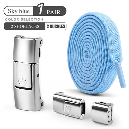 8mm No-Tie Elastic Shoe Laces – Press Lock Flat Shoelaces for Kids & Adults