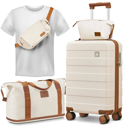 imiomo Travel Luggage Set – Hard Shell Lightweight Carry-On Suitcase with Travel Bag, TSA Lock & Silent Spinner Wheels