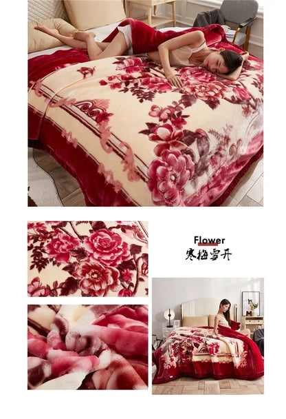 European Style Warm Raschel Blanket – Thickened Weighted Winter Comforter & Double-Sided Duvet
