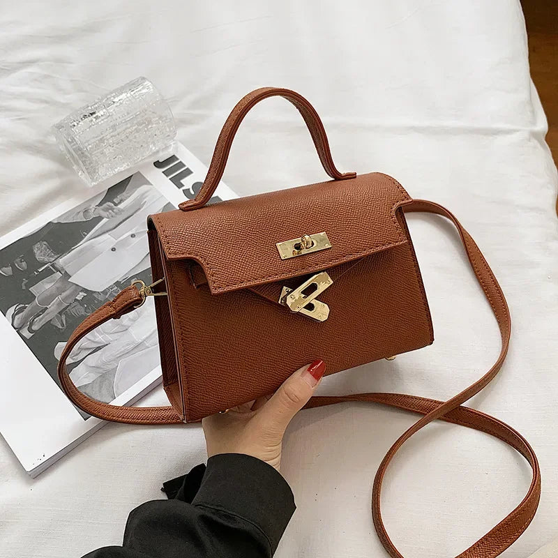 Style Women’s Shoulder Bag with Lock Closure – Trendy Embossed Crossbody Bag for Women