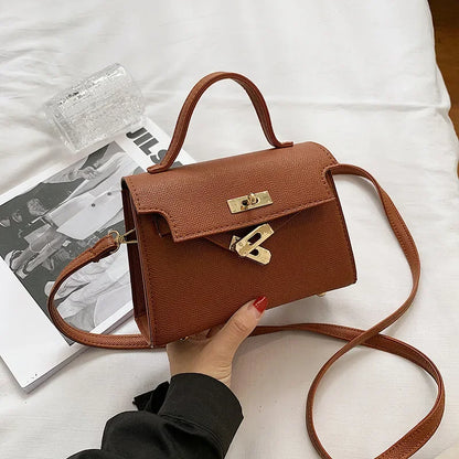 Style Women’s Shoulder Bag with Lock Closure – Trendy Embossed Crossbody Bag for Women