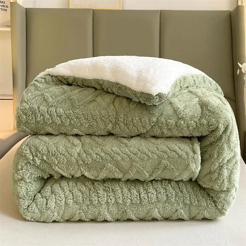 Warm Winter Super Thick Blanket Quilt – Artificial Lamb Cashmere Weighted Comforter for Bed