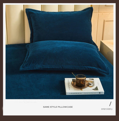 WOSTAR Winter Warm Plush Fitted Sheet | Elastic Mattress Cover | Fluffy Flannel Bed Linen | Couple Luxury Double Bed Bedding 160x200