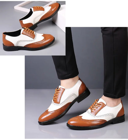 Italian Men’s Oxford Dress Shoes – Elegant Classic Brogue Formal Shoes for Business & Fashion (Zapatos Formales De Hombre)