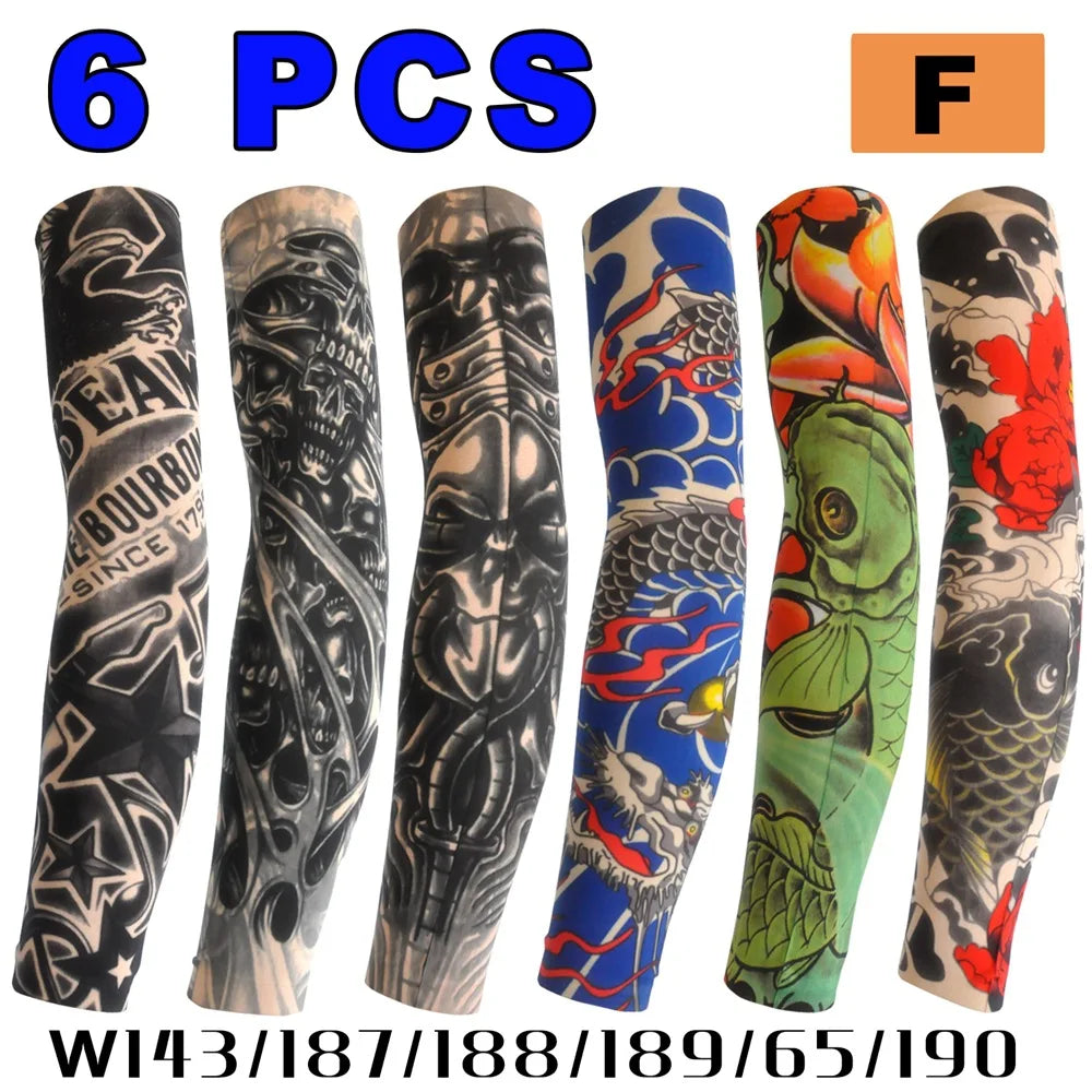 6 PCS Tattoo Sleeves for Men & Women – Elastic Arm Covers for Outdoor, Sports & Party Style