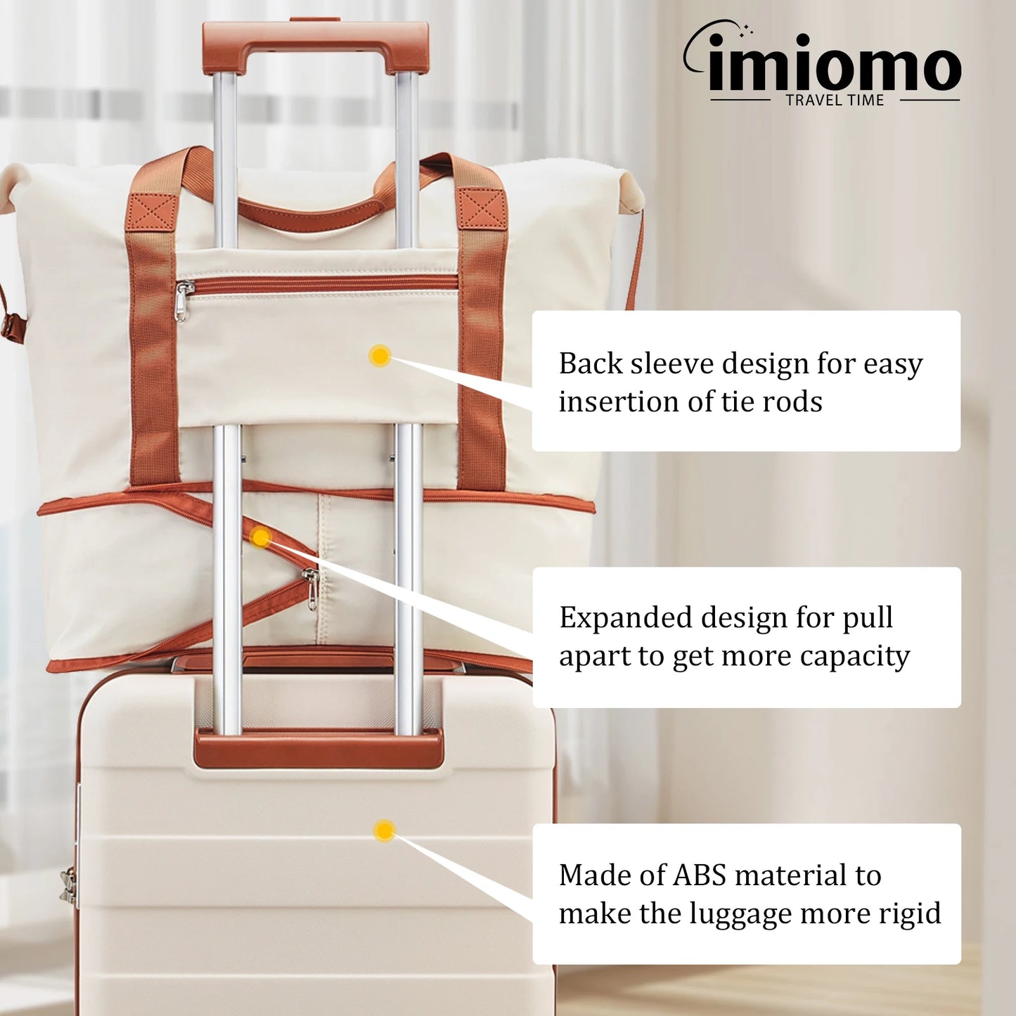 imiomo Travel Luggage Set – Hard Shell Lightweight Carry-On Suitcase with Travel Bag, TSA Lock & Silent Spinner Wheels