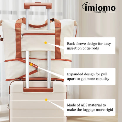 imiomo Travel Luggage Set – Hard Shell Lightweight Carry-On Suitcase with Travel Bag, TSA Lock & Silent Spinner Wheels