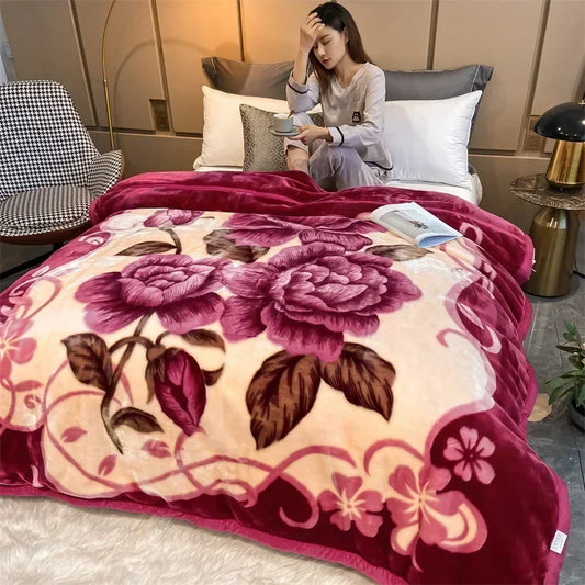Double Layer Winter Plush Blanket – Thick Soft Warm Fluffy Fleece Quilt 150x200cm