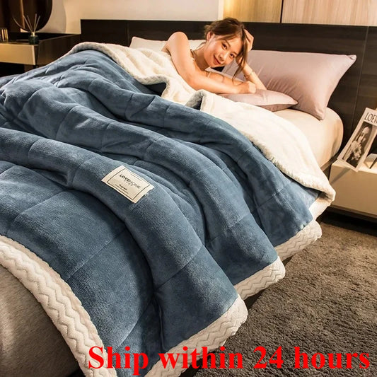 Winter Warm Blankets for Bed – 3 Layers Thick Flannel Quilt | Soft & Comfortable Bedding