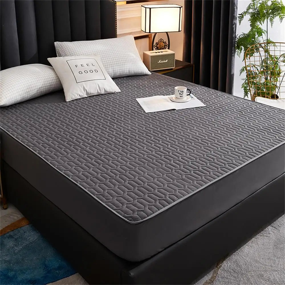 Waterproof Thicken Mattress Pad Protector | Skin-Friendly Durable Fitted Sheet Bed Cover | Latex Mat Cover 150x200 / 160x200 / 180x200