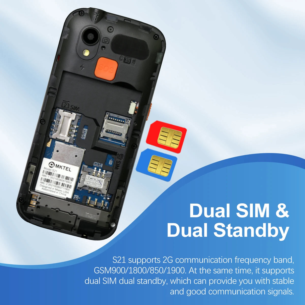 MKTEL S21 Feature Phone – 1.77" Screen, Dual SIM Dual Standby, 800mAh Battery, Loud Speaker, MP3/MP4, FM Radio, 2G GSM