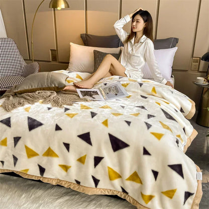 Winter Double Layer Raschel Blanket – Thick Warm Heavy Fluffy Fleece Quilt 150x200cm