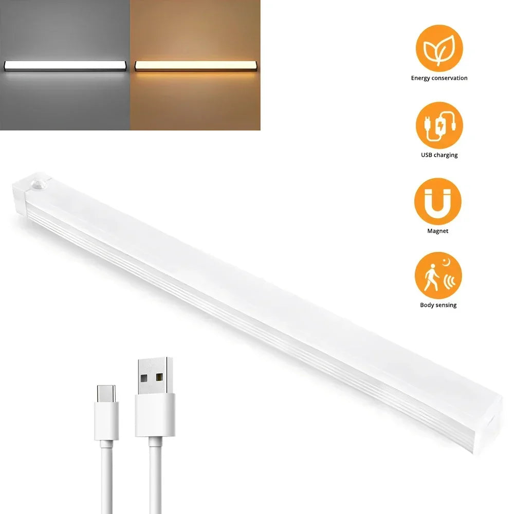 Wireless LED Motion Sensor Night Light – USB Rechargeable Magnetic Lamp for Wardrobe, Closet, Kitchen & Aisle