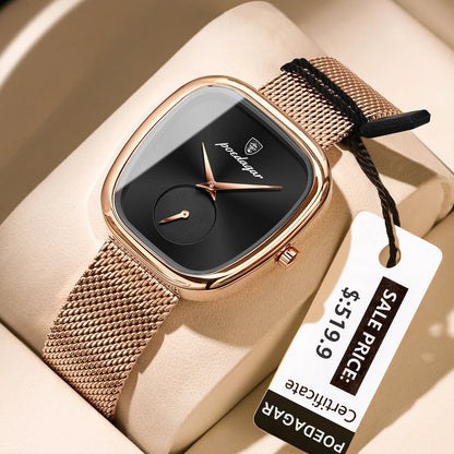 Luxury Women’s Watch – Elegant Waterproof Mesh Stainless Steel Quartz Watch for Ladies