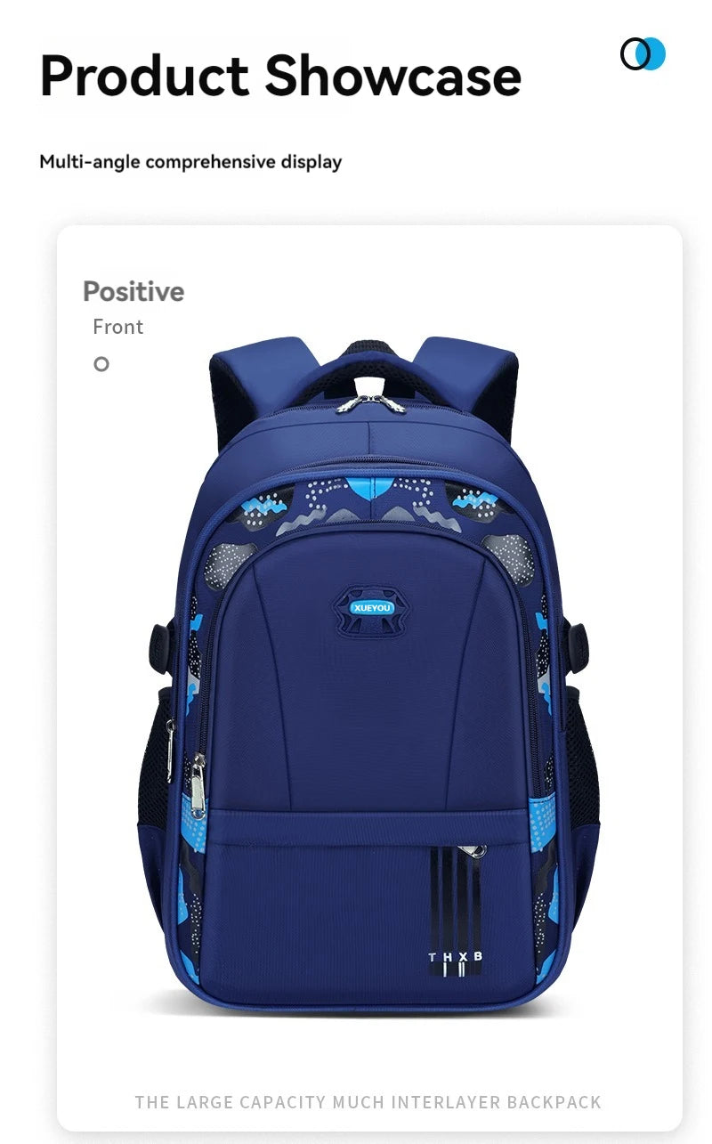 Children’s School Backpack – Lightweight Large Capacity Shoulder Bag for Boys (Grades 1–6, Ages 6–12)
