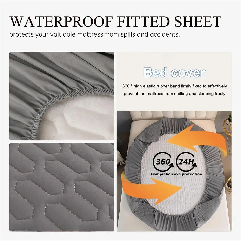 Waterproof Thickened Mattress Pad Protector – Skin-Friendly Durable Fitted Bed Sheet Cover, Latex Mat Cover (120x200 / 150x200 / 180x200)