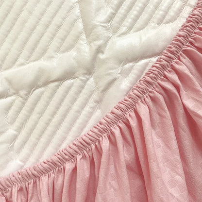Super Nordic Thick and Warm Fitted Sheet with Elastic Bands & Princess Waterproof Bed Skirt – Pink Mattress Covers