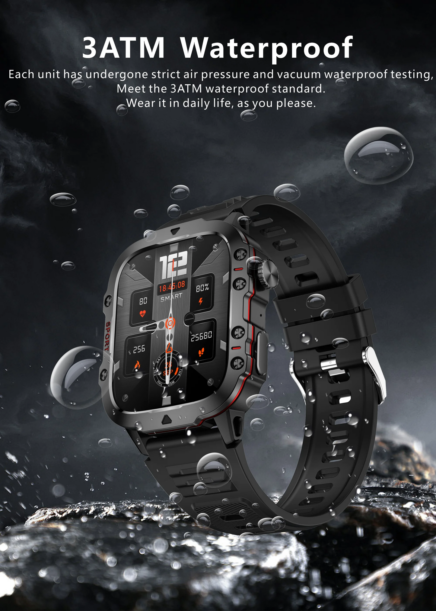 LIGE Outdoor Smart Watch Men – 2.01" Screen, Waterproof, Bluetooth Call & AI Voice for Android & iOS