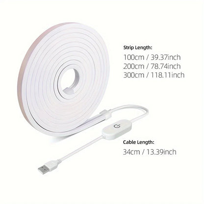 USB LED Neon Strip Light – 5V Dimmable Touch Sensor Flexible Waterproof Silicone Light for Home & Outdoor Decor