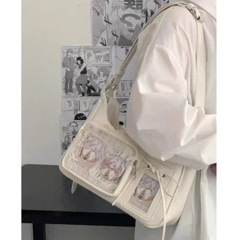 Women’s Korean Transparent Ita Shoulder Bag – Japanese Preppy Designer School Crossbody Purse