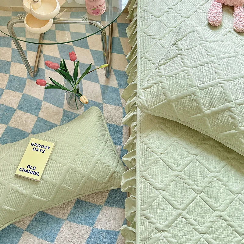 Super Nordic Thick and Warm Fitted Sheet with Elastic Bands & Princess Waterproof Bed Skirt – Pink Mattress Covers