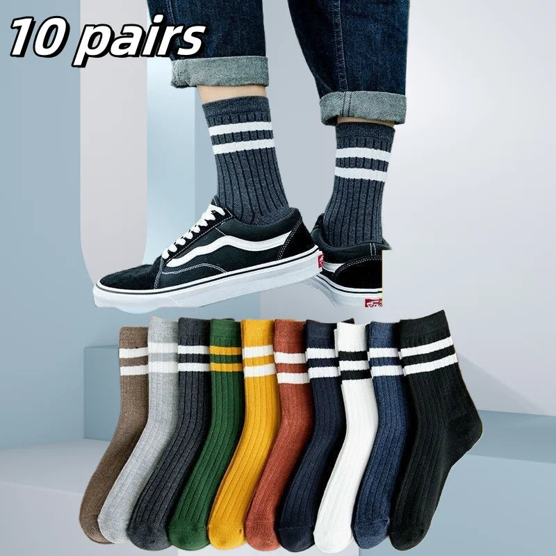 10 Pairs Breathable Cotton Sports Socks for Men – Bamboo Fiber Deodorant Business & Casual Socks