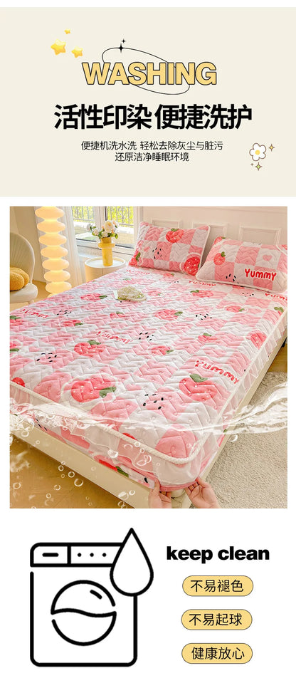 Fitted Sheet Winter Thickened Padded Three-Piece Set – Non-Slip Mattress Protective Cover