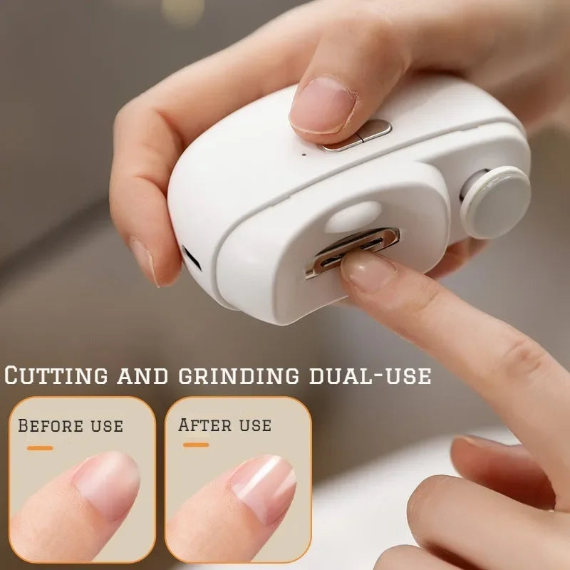 2-in-1 Electric Nail Clipper & Grinder – Portable Automatic Nail Trimmer with Polishing Function for Easy Manicure