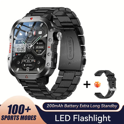Smart Watch 2.01" HD Screen – Bluetooth Calling, LED Flashlight & Fitness Tracker for Men & Women