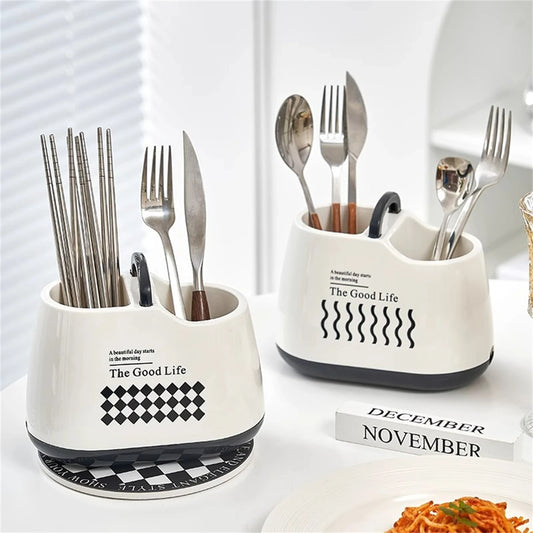 Kitchen Tableware Holder – Plastic Cutlery Storage Box with Drainage Hole