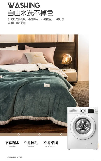 Winter Warm Blankets for Bed – 3 Layers Thick Flannel Quilt | Soft & Comfortable Bedding