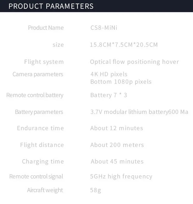 CS8 Mini Drone 4K HD Dual Camera – Professional Quadcopter with Obstacle Avoidance & 360° RC ESC Control