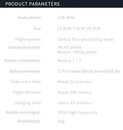 CS8 Mini Drone 4K HD Dual Camera – Professional Quadcopter with Obstacle Avoidance & 360° RC ESC Control
