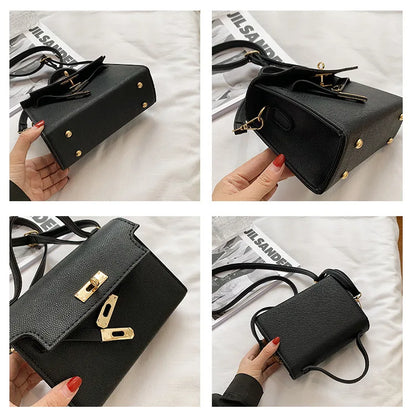 Style Women’s Shoulder Bag with Lock Closure – Trendy Embossed Crossbody Bag for Women