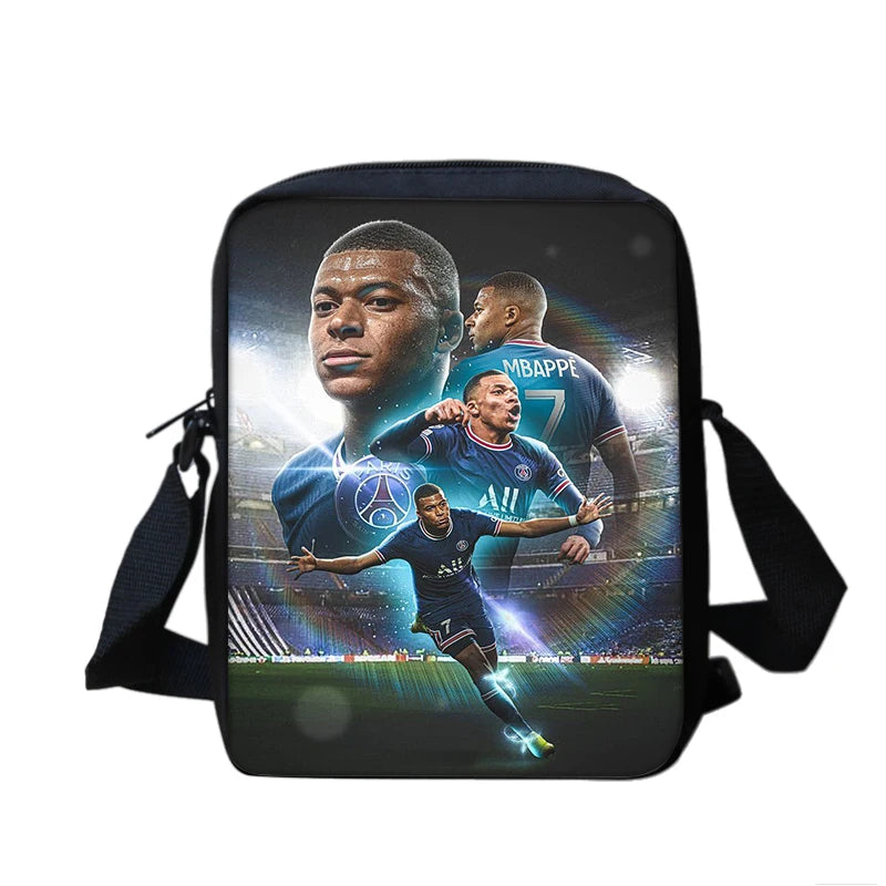 Football Sports School Backpack Set – Boys School Bag with Shoulder Bag & Pencil Case, Star Player Design, Best Gift