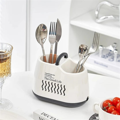 Kitchen Tableware Holder – Plastic Cutlery Storage Box with Drainage Hole