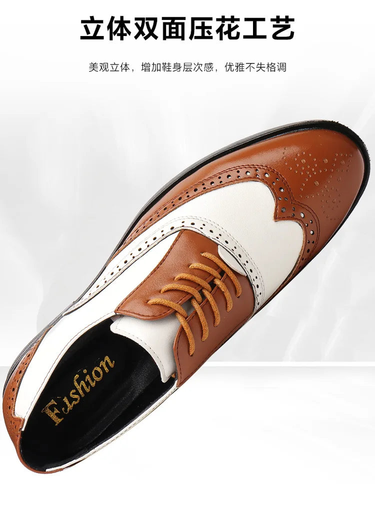 Italian Men’s Oxford Dress Shoes – Elegant Classic Brogue Formal Shoes for Business & Fashion (Zapatos Formales De Hombre)