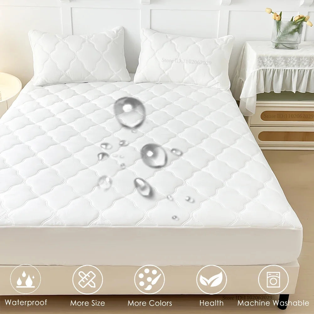 Waterproof Fitted Bed Sheets – Soft Microfiber Mattress Pads, Breathable Bedspread Protector for Single, Double, King, Queen Sizes
