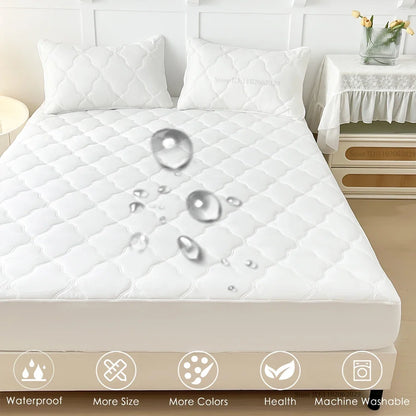 Waterproof Fitted Bed Sheets – Soft Microfiber Mattress Pads, Breathable Bedspread Protector for Single, Double, King, Queen Sizes