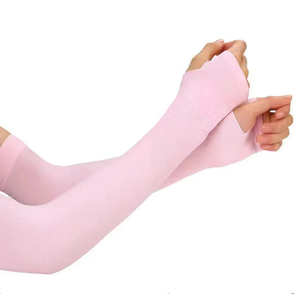 1 Pair Ice Silk Arm Sleeves – UV Protection Long Gloves for Outdoor Sports & Sun Protection
