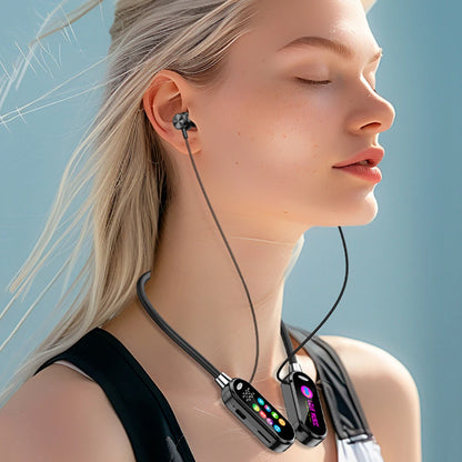 Color Screen Bluetooth 5.4 Neckband Earphones – Wireless HiFi Stereo Headphones with Noise Reduction & Mic for Xiaomi
