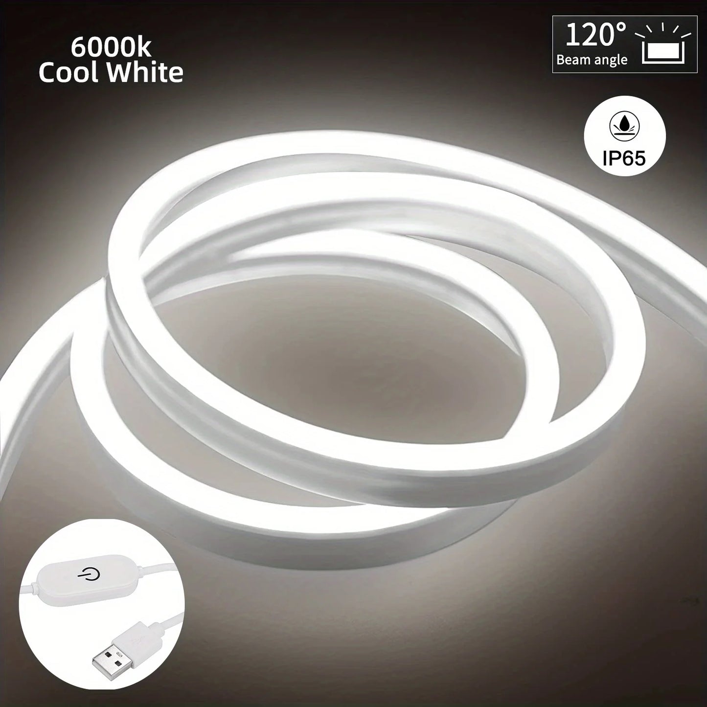 USB LED Neon Strip Light – 5V Dimmable Touch Sensor Flexible Waterproof Silicone Light for Home & Outdoor Decor