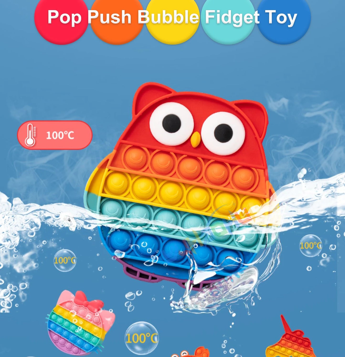 Rainbow Pop Push Bubble Fidget Toy – Stress Relief Sensory Toy for Kids & Adults