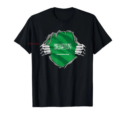 100% Cotton Saudi Arabian Flag Heritage Saudi Arabia Roots Patriotic T-Shirt MEN WOMEN UNISEX T Shirts Size S-6XL
