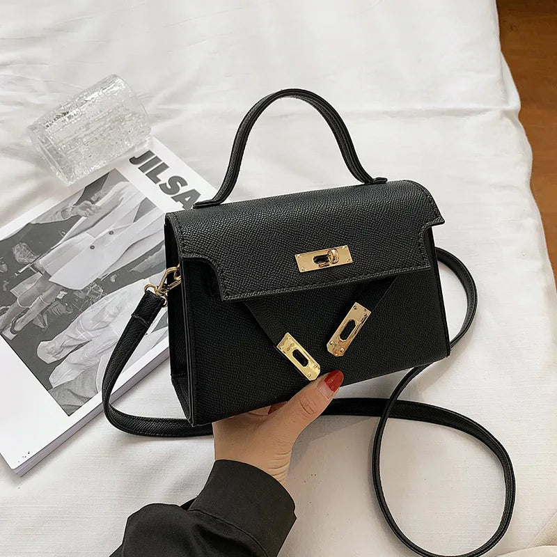 Style Women’s Shoulder Bag with Lock Closure – Trendy Embossed Crossbody Bag for Women